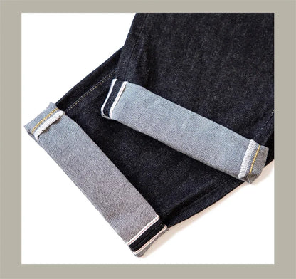 Black Jeans Straight Fit 14.5oz Selvedge Denim Pants Rinsed
