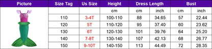 Summer Mermaid Dress Girls Kids Cosplay Dresses Princess Costume Perform Clothes Birthday Party Halloween Clothing