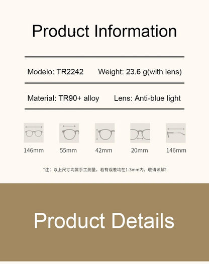 Men's Business Classic Half Frame Anti Blue Light Reading Glasses Myopia Hyperopia Customizable Prescription TR2242