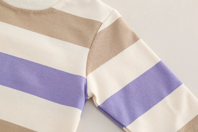 New Spring Autumn Baby Clothes Suit Children Boys Striped T-Shirt Overalls 2Pcs/Sets Infant Girls Clothing Set Kids Tracksuits