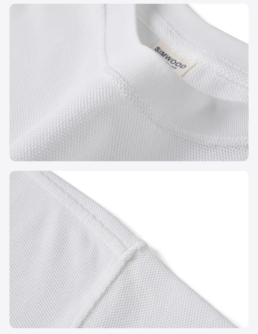 2026 Summer Super Loose  300gsm Breathable Pique Fabric T-shirts Men Plus Size Tops