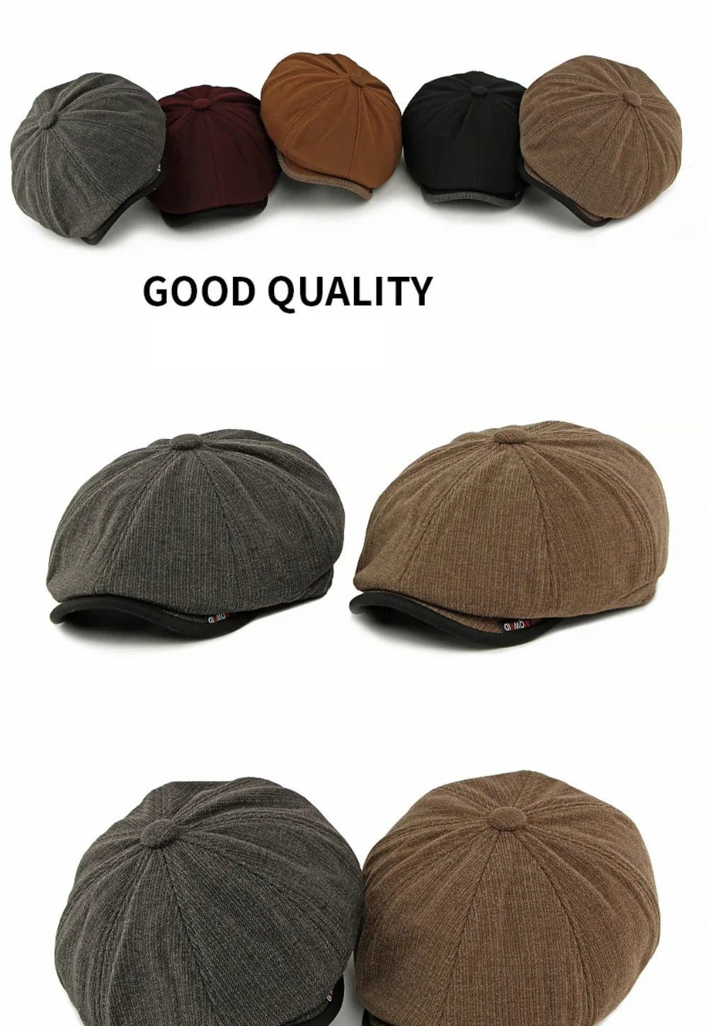 Beret Cap Men Women Autumn Winter Hat Thick Warm Artist Painter Wool Beret Hat Male Female Flat Octagonal Cap Mens Berets