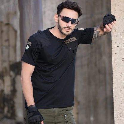 Summer Style Men's T-Shirts Military Style Short Sleeve Tees Streetwear Embroidery Pure Cotton Casual T Shirt Men Cloting