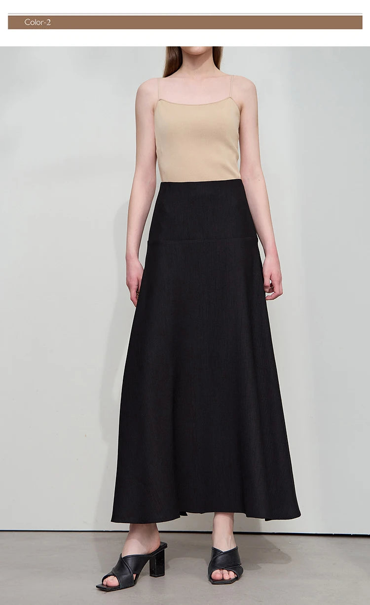 Minimalist Women Skirts Summer Luxur Office Lady  Solid Combination Twill A-line Elegant MIdi Skirt Female Clothing12542278