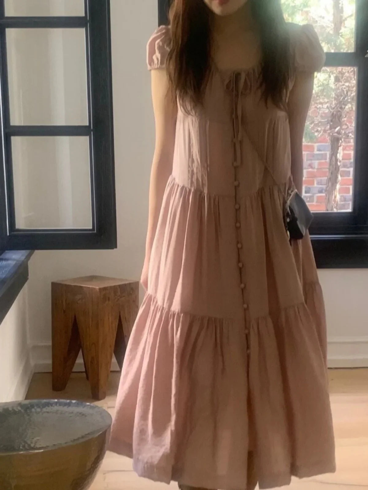 Spring 2025 Chic A-Line Dr Korean Sle Long Svel Women's Faionable Gown Ele Personali Commute Suitable Dr