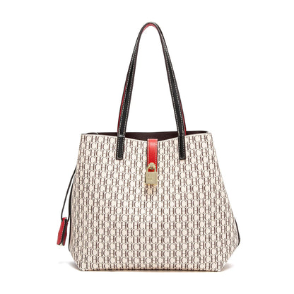 Tote Bag Spring Large Capacity Handbag Simple Beige 27x12x22cm