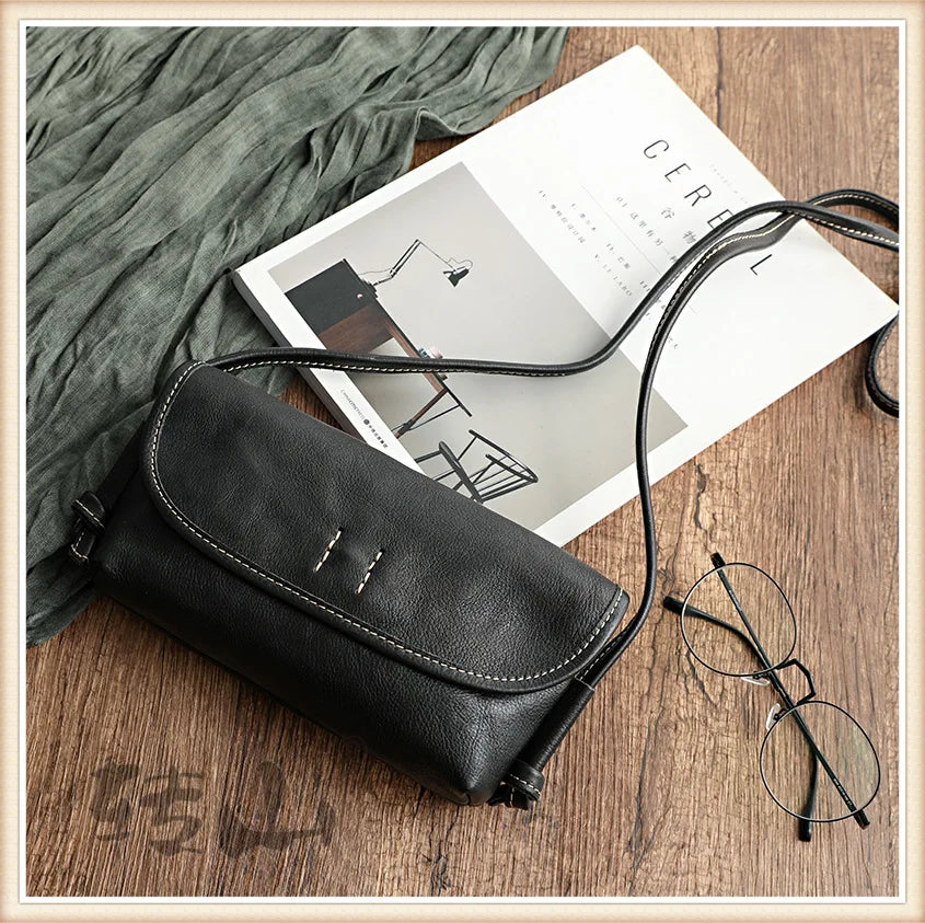 Handmade Retro Soft Cow Leather Women Bag 2026 New Simple Solid Color Shoulder Bags Leisure Ladies Small Messenger Bag