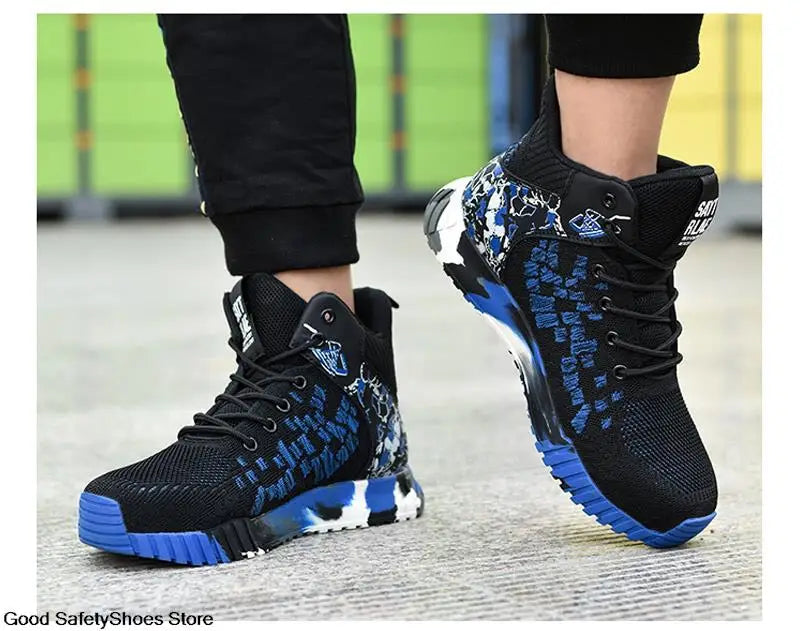 Work Safety Boots Men Work Shoes Steel Toe Safety Shoes Men lightweight Indestructible Boots Anti-puncture Work Sneakers Male