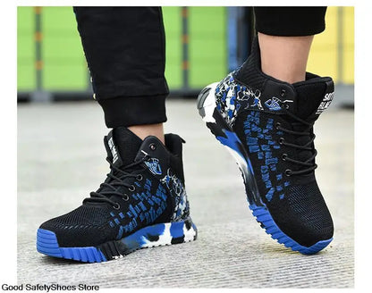 Work Safety Boots Men Work Shoes Steel Toe Safety Shoes Men lightweight Indestructible Boots Anti-puncture Work Sneakers Male