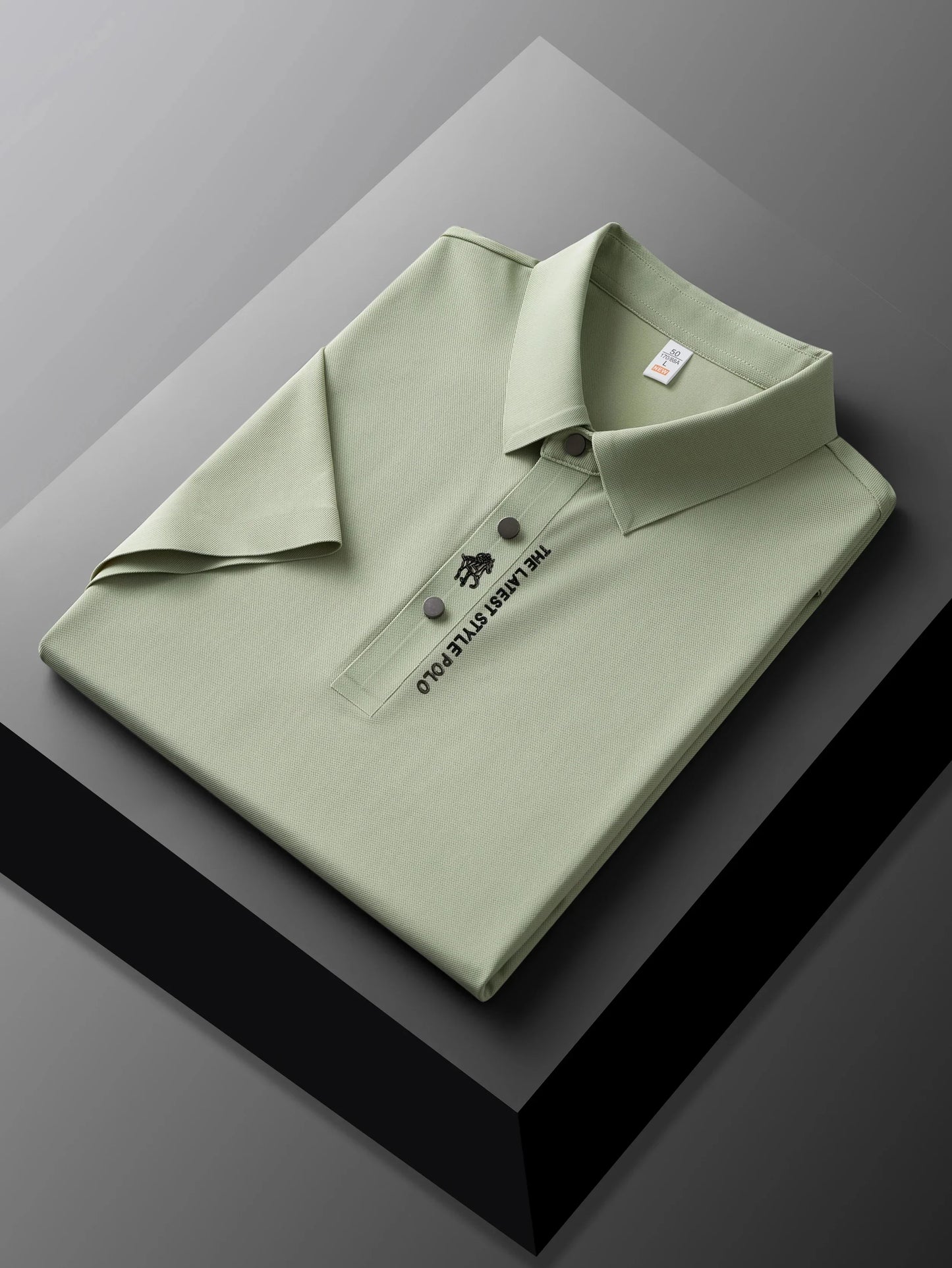 High quality silk breathable short sleeve POLO shirt men's lapel top 2024 summer new light luxury brand printed casual T-shirt