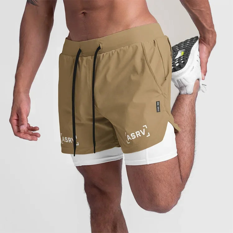 Mens Quick Dry 2 in 1 Double-deck Shorts Gym Fitness Basketball Jogger Short Pants Summer Sports Workout Bottoms Sweatpants