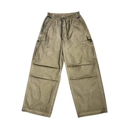 Mens American Vintage Baggy Cargo Pants Multi Pocket Distressed 100% Cotton Straight Leg Loose Fit Premium Quality Pants Trendy