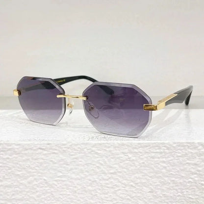 Rimless Polygon Luxury Sunglasses Acetate Alloy Gold Brand Irregular Square Original Classical Retro UV400 Gafas Hot