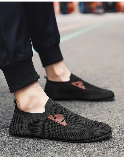 Mesh Loafers Men Driving Moccasins Thin Bottom Flats Walking Shoes Breathable Non Slip Casual Loafers Slip on Mens Shoes