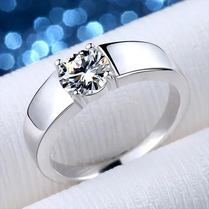 1ct 2ct D Moissanite Wedding Band Men Ring 925 Sterling Silver Engagement Rings For Man With Certificate Fine Jewelry