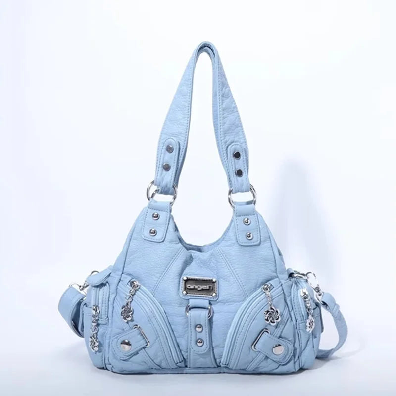Vintage Women Handbags Soft Bag Small Top-handle Purse Fashion Satchel Multi-Pockets Shoulder Bag Hobos Phone Pack Tote Bag