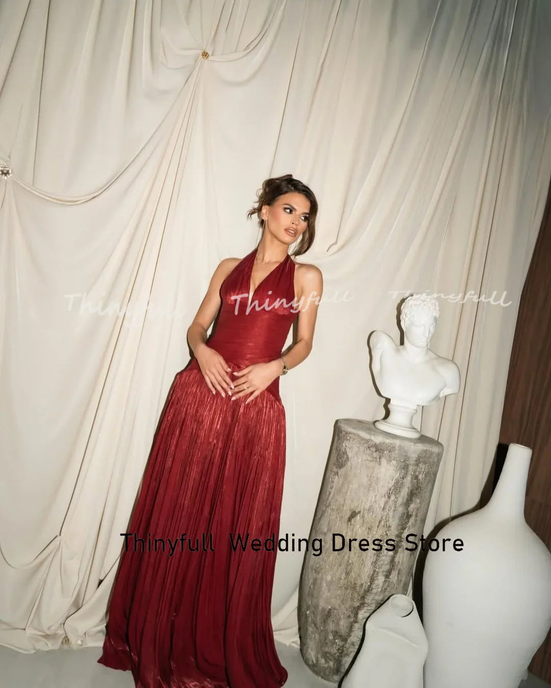 A-line Sleeveless Prom Dresses 2026 Halter Shiny Satin Evening Gown Long Party Dress Robes De Soirée Customized