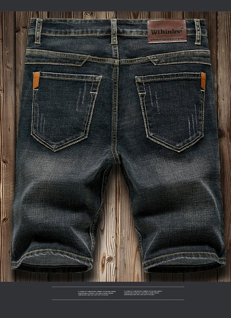 2026 Summer Shorts Jeans Men Denim Pants Stretch Dark Blue Fashion Design Men's Jeans Slim Straight Male Short Jeans Hombre