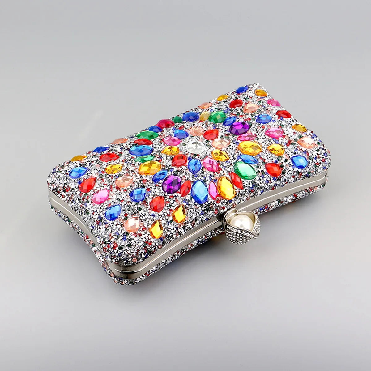Full Diamonds Evening Bags Acrylic Flower Rhinestones Clutch Bags Metal Pearl Luxury Prom Wedding Dinner Handbags