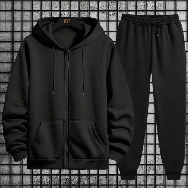Plus Size Men's Tracksuit Hooded Sweatshirts Sports Sweatpants Zipper Jacket Coats Casual Jogging Pants Male Clothing 110-185KG