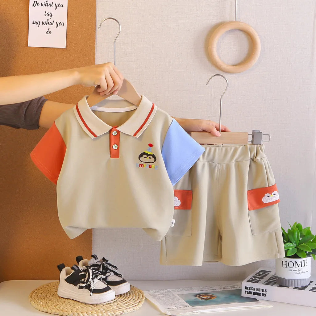 New Toddler Summer Baby Boys/Girls Clothes Sets Children Cartoon T-Shirt + Shorts 2Pcs/Set Infant Kids Fashion Cotton Tracksuits