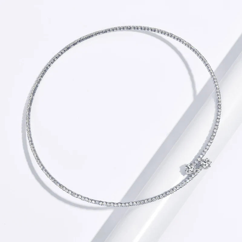 Heart Moissanite Collar Choker Necklace for Women 925 Sterling Silver Simple Open Collar Necklaces Jewelry Accessories