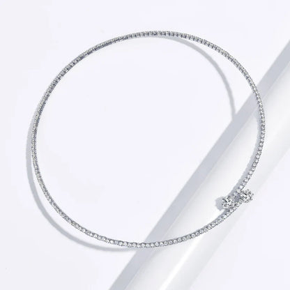 Heart Moissanite Collar Choker Necklace for Women 925 Sterling Silver Simple Open Collar Necklaces Jewelry Accessories