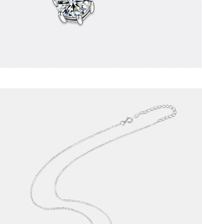 0.5-5CT Moissanite Necklace for Women S925 Pure Silver Classic Six Claw Round Diamond Pendant Minimalist Wedding Jewelry