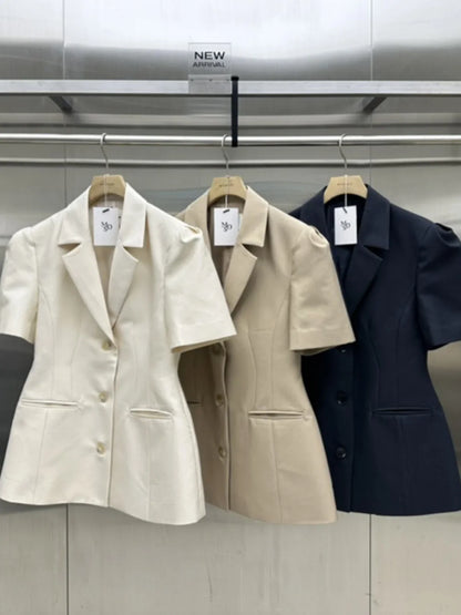 2024 Summer New Korean Short Sleeve Overcoat Women's Fashion Style Blazer Coat