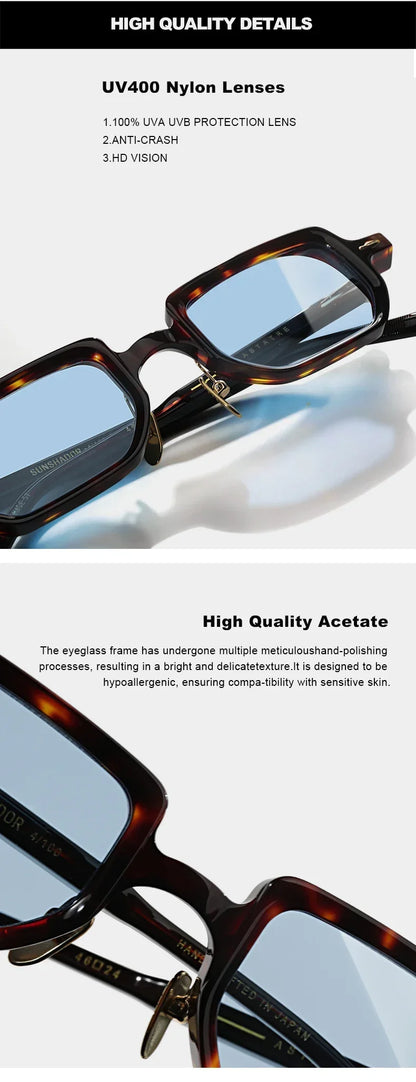Fashion Luxury Brand  Man Sunglasses SASTATRE Handmade Square Small Frame Sunglasses Woman Outdoor UV400  Protection SUN GLASSES