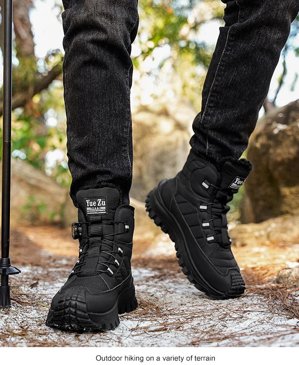 New Winter Oversized Men's Boots Waterproof Cold Resistant Plush and Warm Snow Boots Outdoor Thick Soled Casual Work Boots
