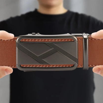 Brand Leather Belts for Men 105cm-135cm Automatic Belt with Ratchet Strap Top Quality Belts Luxury Belts for Men