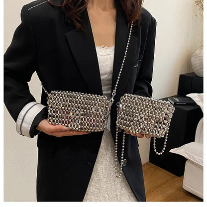 PU Sense of Luxury Solid Color Evening Bags Hollow Out Temperament 2025 Hot Sale Ladies Bags Versatile Fashion Shoulder Bags
