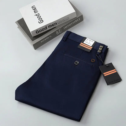 97% Cotton Straight Casual Pants Business formal Black Blue Stretch Mens Trousers Khaki Brown Mens Pants