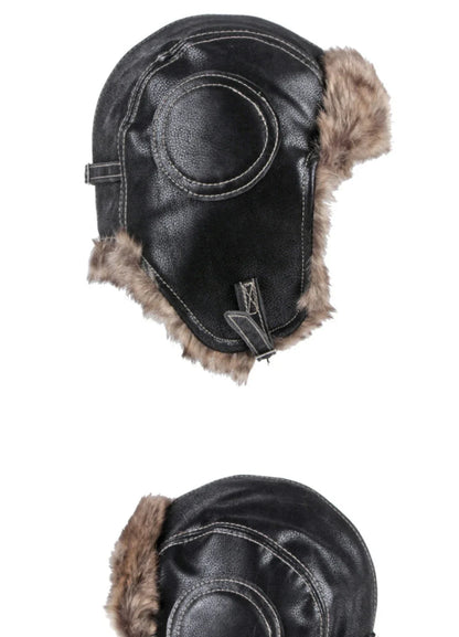 Russian Hat Unisex Thick Warm Winter Fur Hat for Men Women Windproof Leather Hat Male Female Snow Ski Trapper Earflap Cap