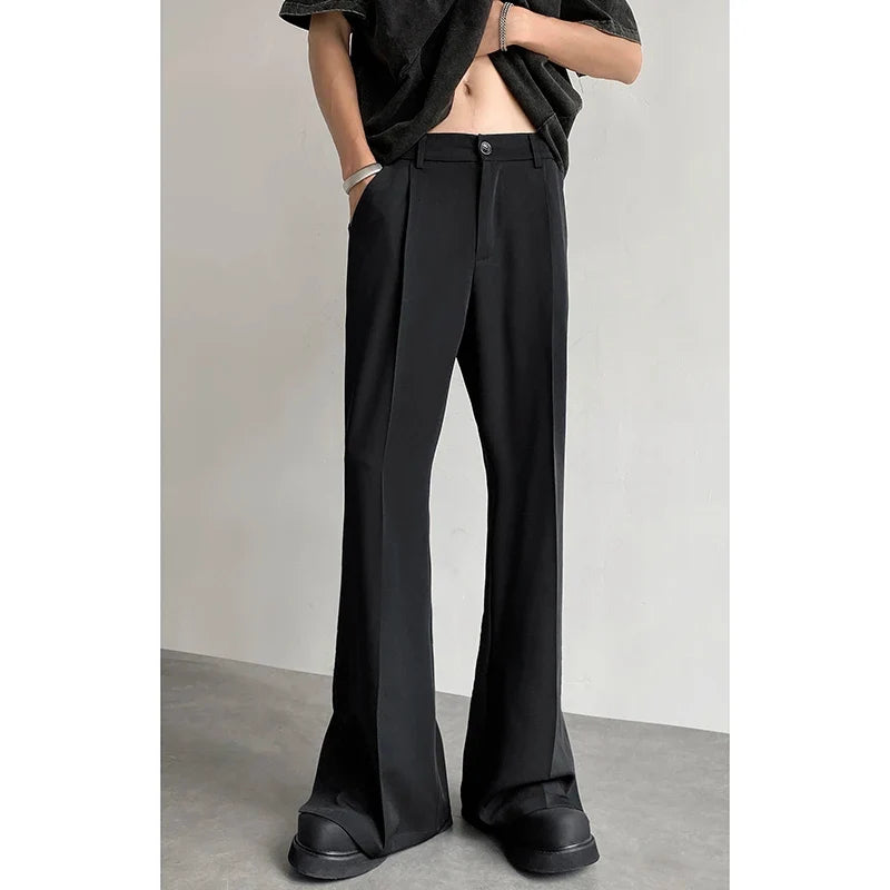 Brown Black Suit Pants Men Fashion Social Mens Dress Pants Korean Loose Casual Flared Pants Mens Office Formal Trousers M-2XL