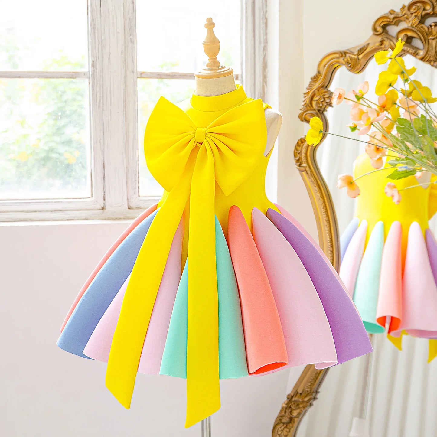 Summer Colorful Bridesmaid Party Girl Dresses Elegant Bow Wedding Birthday Princess Prom Dress Girl Gala Graduation Evening Gown