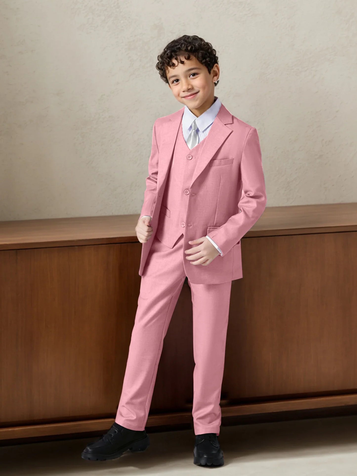 Boys Suits 4-Piece Jacket Vest Pants Tie Random Teen Dress Wedding Performance Prom Formalwear Classic Slim Elegant Age 2-16Y