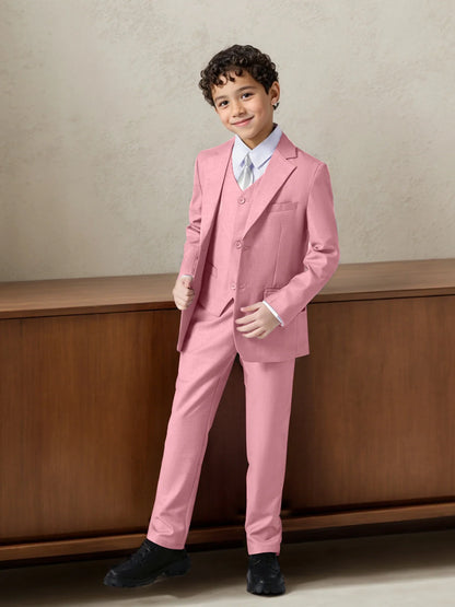 Boys Suits 4-Piece Jacket Vest Pants Tie Random Teen Dress Wedding Performance Prom Formalwear Classic Slim Elegant Age 2-16Y