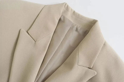Women Fashion Double Breasted Loose Fitting Blazer Coat Vintage Long Sleeve Pockets Female Outerwear Chic Veste Femme