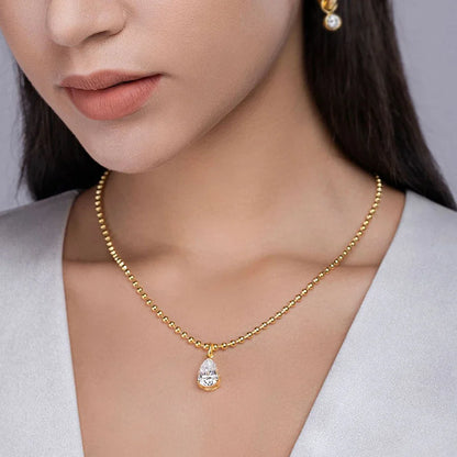 9x13mm 5CT Pear Cut Moissanite Pendant Necklace for Women 925 Sterling Silver Plated 18K Gold Waterdrop Shape Necklace Jewelry