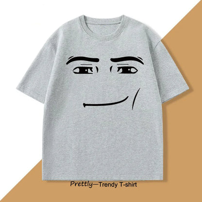 Roblox Face Meme T-shirt Men Women Causal Cotton Short Sleeve Tshirt Loose Short Sleeve Tops Harajuku Y2k Oversized Tops Tee