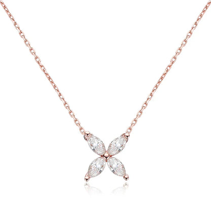 Rhodium Plated 1.2cttw Marquise Cut Moissanite Necklace for Women Wedding Birthday Gift Sterling Silver 925 Pendant