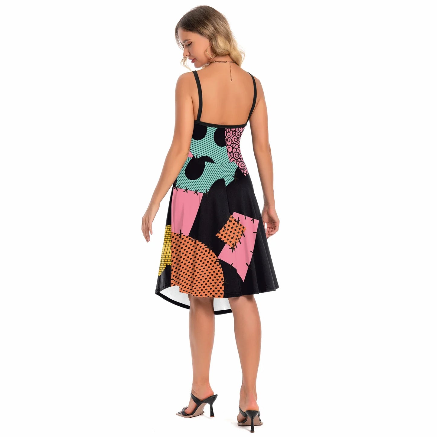 Halloween Nightmare Christmas Sally Dress Spaghetti Strap Women's Sexy Backless Dresses Patchwork Vestidos