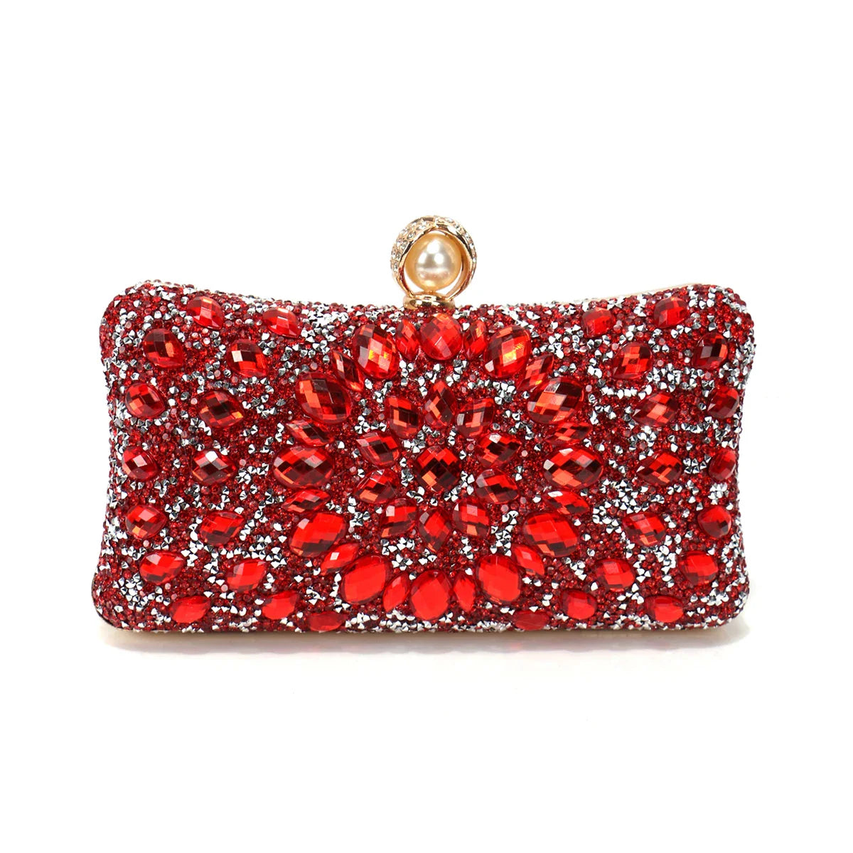 Golden Metal Pearl Rhinestones Glitter Evening Bags Small Lady Prom Dinner Luxury Night Gift Girlfriend Purse Acrylic Diamonds E