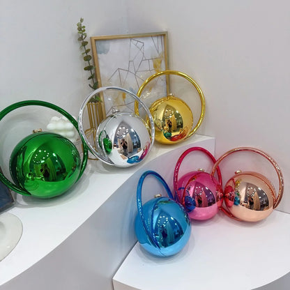 Gold Acrylic Round Ball Hand Bag For Women Handbags Silvery Evening Clutch Handbags Round Ball Purse 2025 Chic
