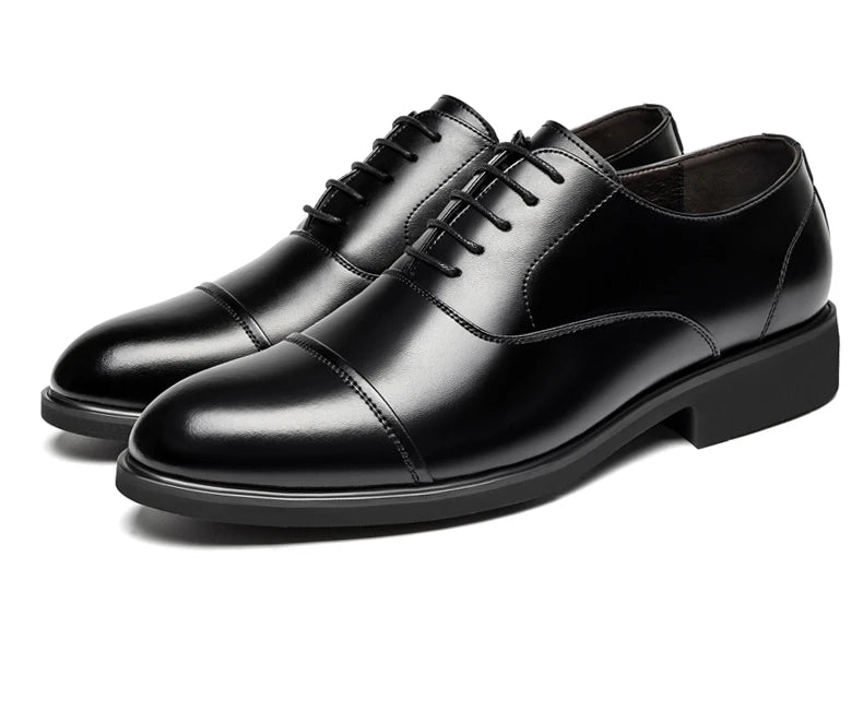 New Men 37-46 Men's Flat / 6CM Heightening Elevator Shoes Business Formal Leather Shoes Man British Casual Wedding Suit Shoes