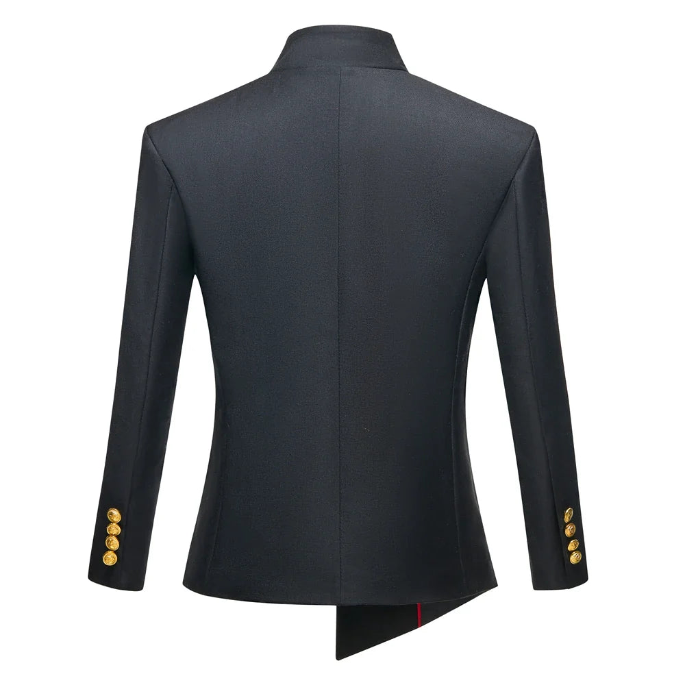 Stand Collar Kids Communion Suit Birthday Party Suits Jacket Pants Golden Buttons 3-14 Y Toddler Tuxedo