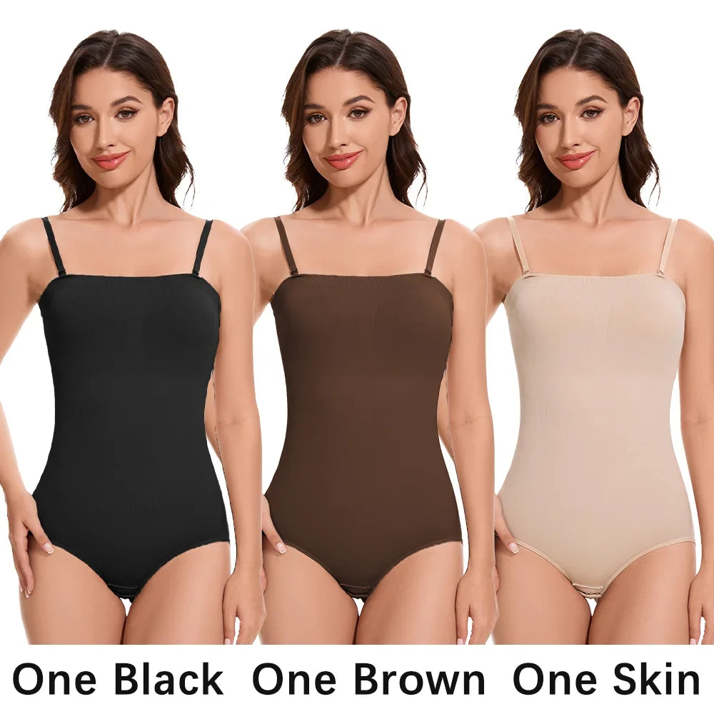 Slimming Strapless Bodysuit Off Shoulder Women Shorts Shapewear Tummy Control Body Shaper Sexy Fajas Underwear Bodysuits