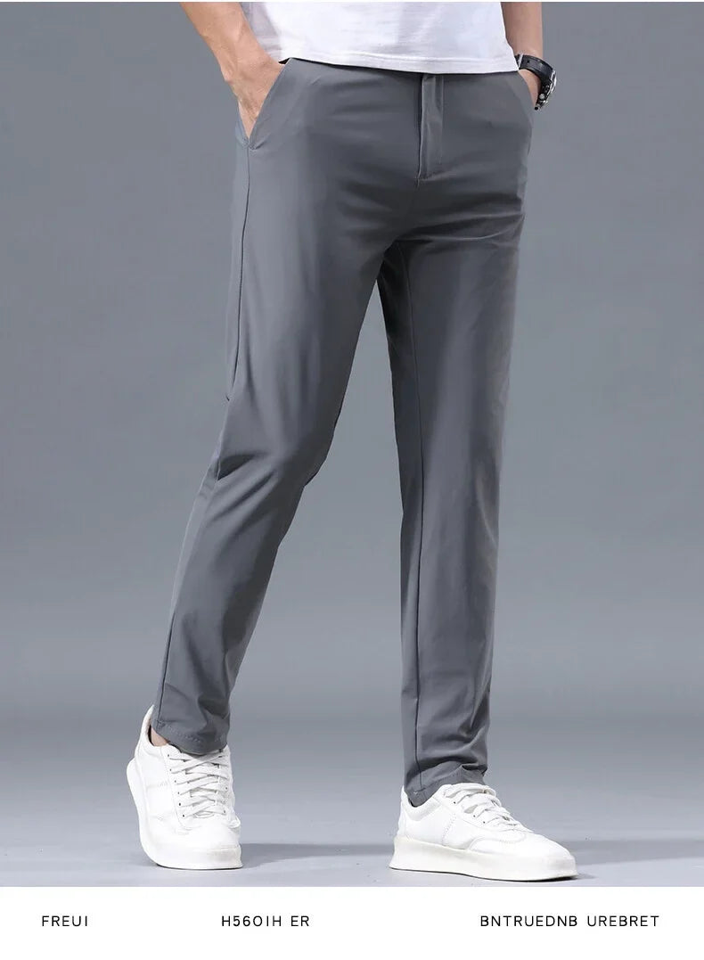 Summer New Stretch Soft Suit Pants Men Thin Fashion Business Elastic Waist Korean Slim Brand Clothes Casual Formal Trousers Male